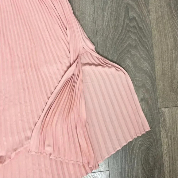Babaton Aritzia Bautista Midi Dress Pleated Mock Neck Side slit Pink Size XXS - Picture 9 of 16
